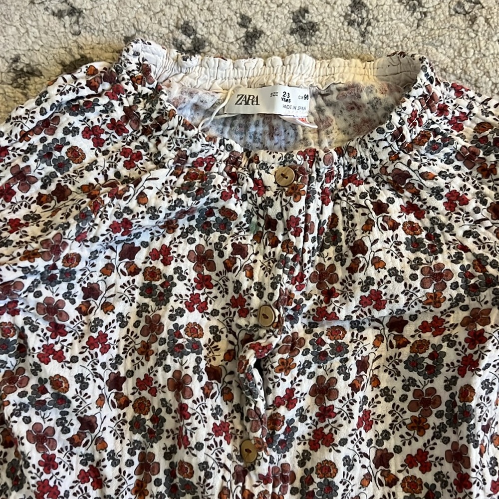 Zara Kids floral long sleeve blouse